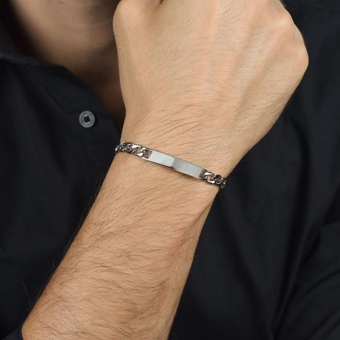 BRACCIALE UOMO IN ACCIAIO CON PIASTRA SILVER