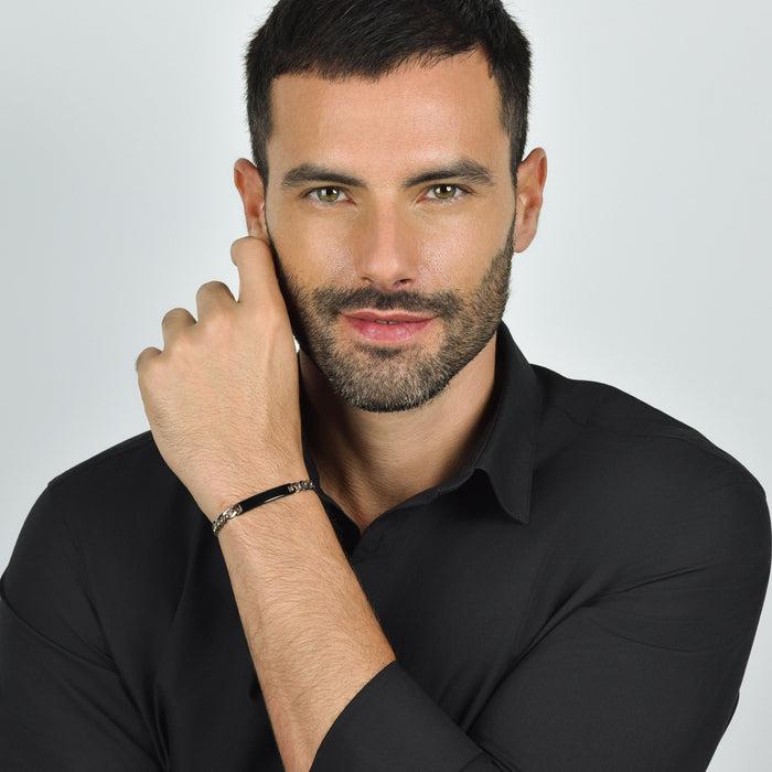 BRACCIALE UOMO IN ACCIAIO CON PIASTRA IP NERO