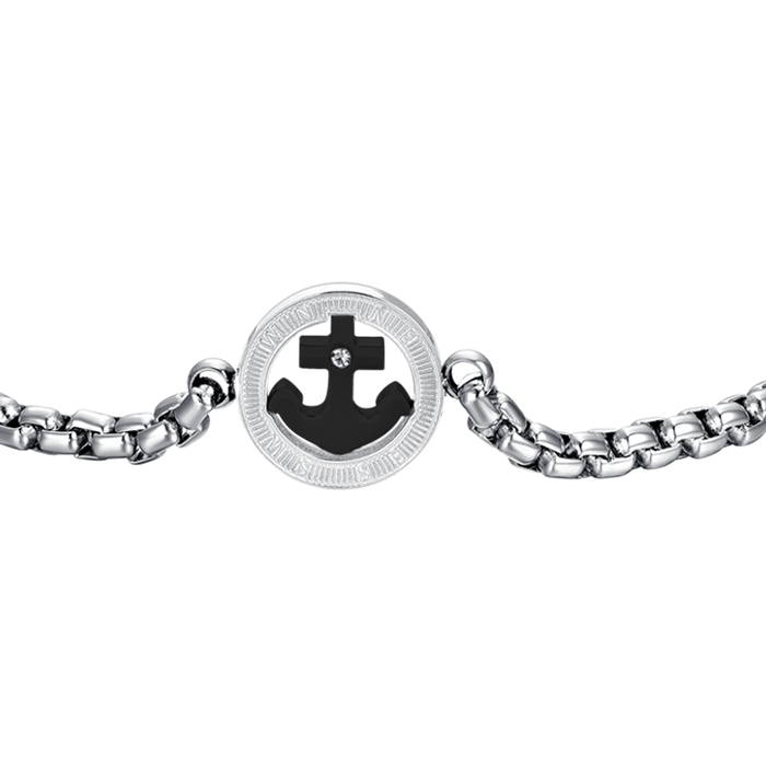 BRACCIALE UOMO IN ACCIAIO ANCORA IP NERO
