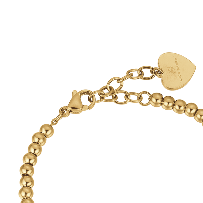 BRACCIALE IN ACCIAIO IP GOLD CON QUADRIFOGLIO IN ACCIAIO CON CRISTALLI BIANCHI