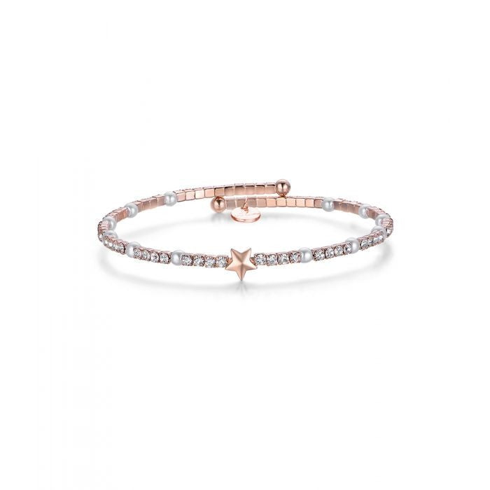 Bracciale Con Stella, Cristalli E Perle Bianche