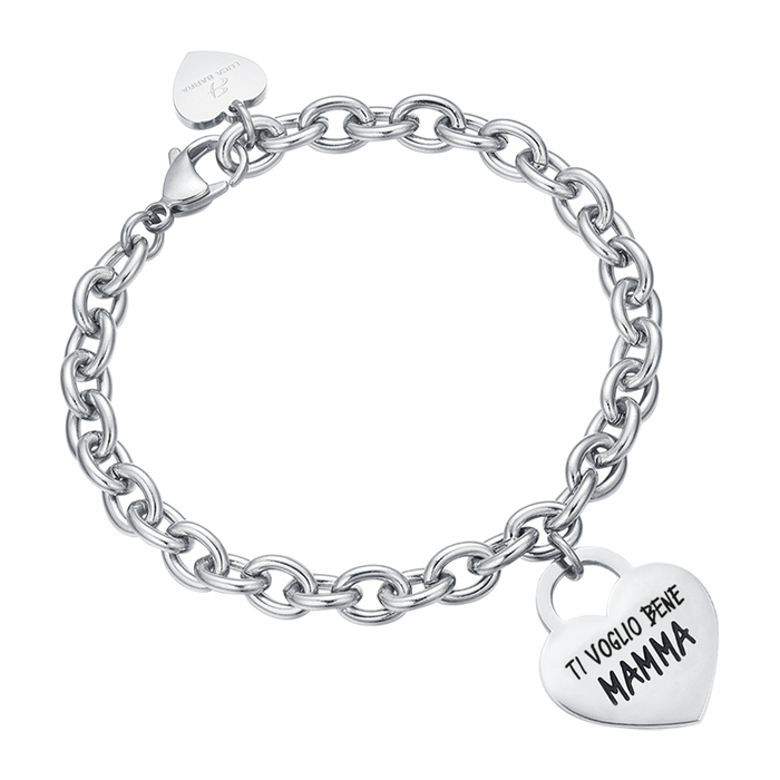 BRACCIALE DONNA IN ACCIAIO CON CUORE TI VOGLIO BENE MAMMA