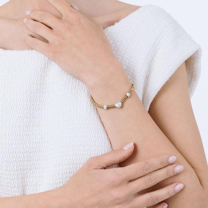 BRACCIALE IN ACCIAIO IP GOLD CON CUORE CON CRISTALLI BIANCHI