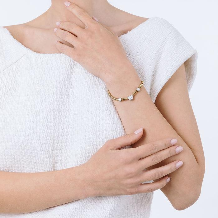 BRACCIALE IN ACCIAIO IP GOLD CON CUORE CON CRISTALLI BIANCHI