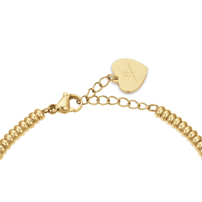 BRACCIALE IN ACCIAIO IP GOLD CON CUORE CON CRISTALLI BIANCHI