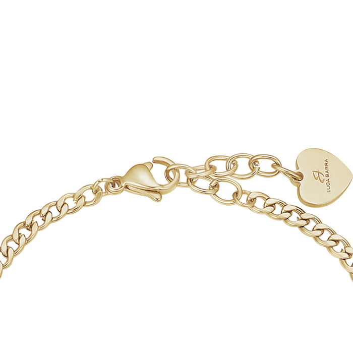 BRACCIALE IN ACCIAIO IP GOLD CON CUORI  E CRISTALLI BIANCHI