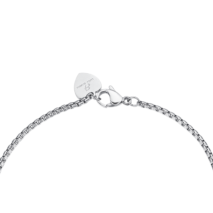 BRACCIALE IN ACCIAIO CON QUADRIFOGLIO CON CRISTALLI BIANCHI