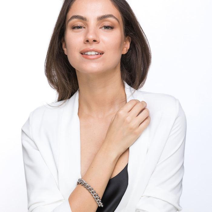 BRACCIALE DONNA IN ACCIAIO MAGLIA CATENA INTRECCIATA