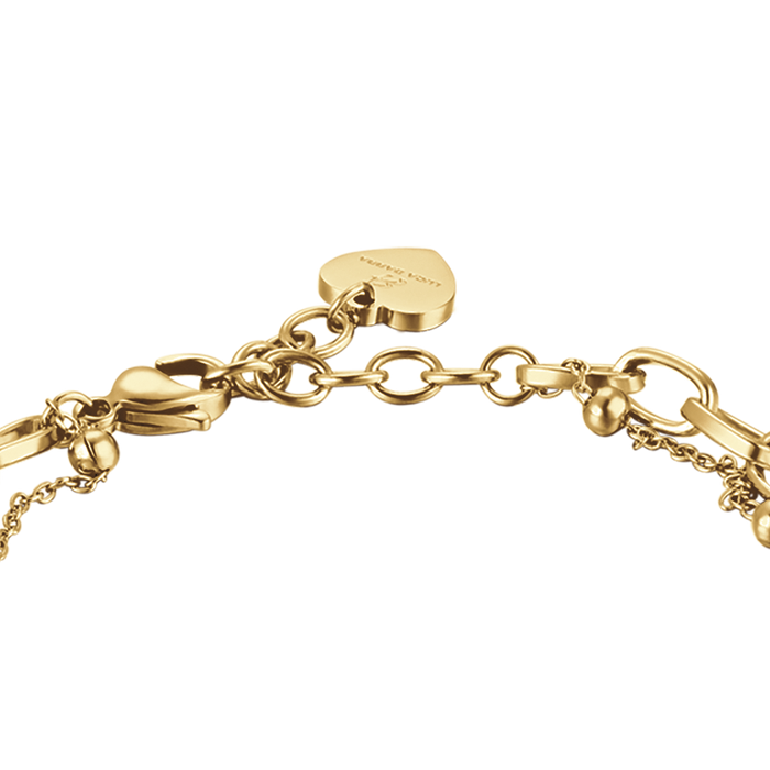 BRACCIALE DONNA IN ACCIAIO IP GOLD CON CUORE E PERLE