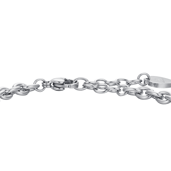 BRACCIALE DONNA IN ACCIAIO CON CAMPANELLA CON CRISTALLI BIANCHI
