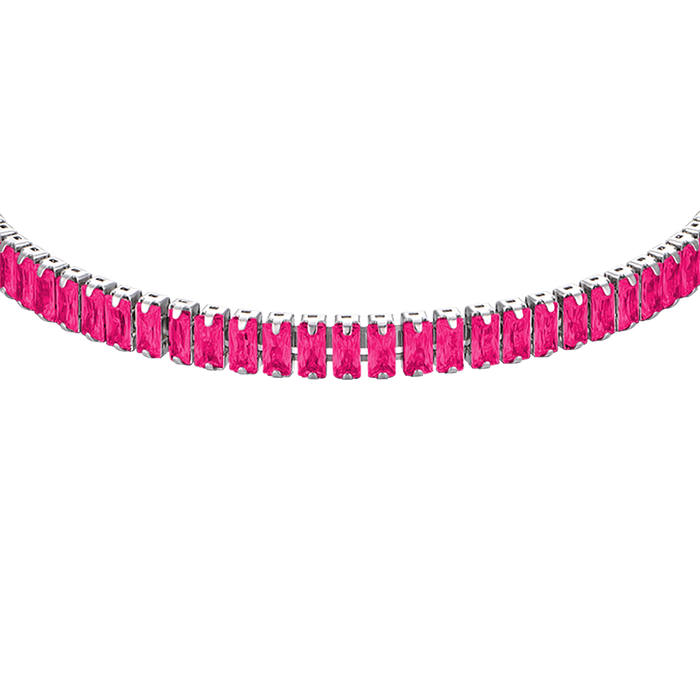 BRACCIALE DONNA IN ACCIAIO CON CRISTALLI FUCSIA