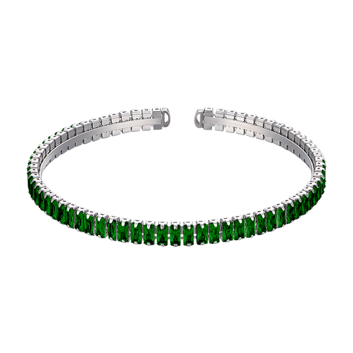 BRACCIALE DONNA IN ACCIAIO CON CRISTALLI VERDI