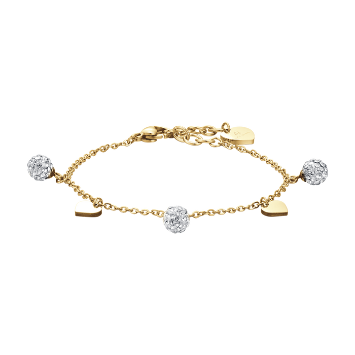 BRACCIALE DONNA IN ACCIAIO CON CUORI E CRISTALLI BIANCHI