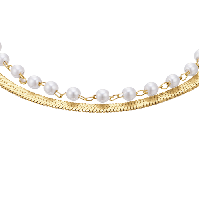 BRACCIALE DONNA IN ACCIAIO CON PERLE BIANCHE