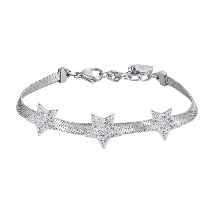 BRACCIALE DONNA SNAKE IN ACCIAIO CON STELLE CON CRISTALLI BIANCHI