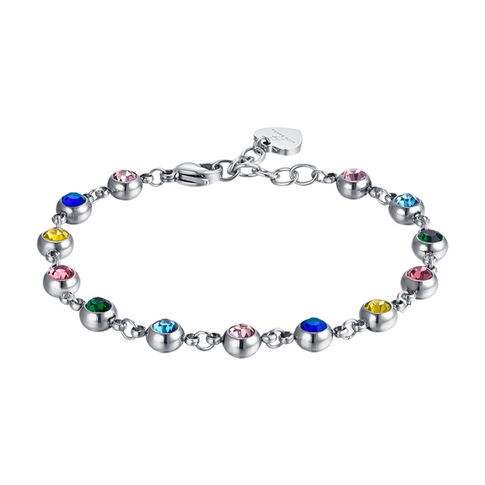 BRACCIALE DONNA IN ACCIAIO CON CRISTALLI MULTICOLOR