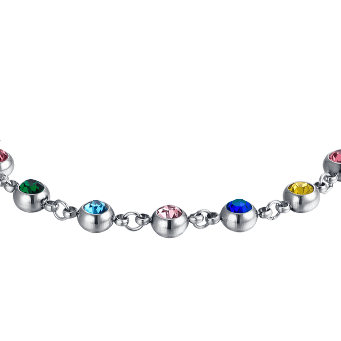 BRACCIALE DONNA IN ACCIAIO CON CRISTALLI MULTICOLOR