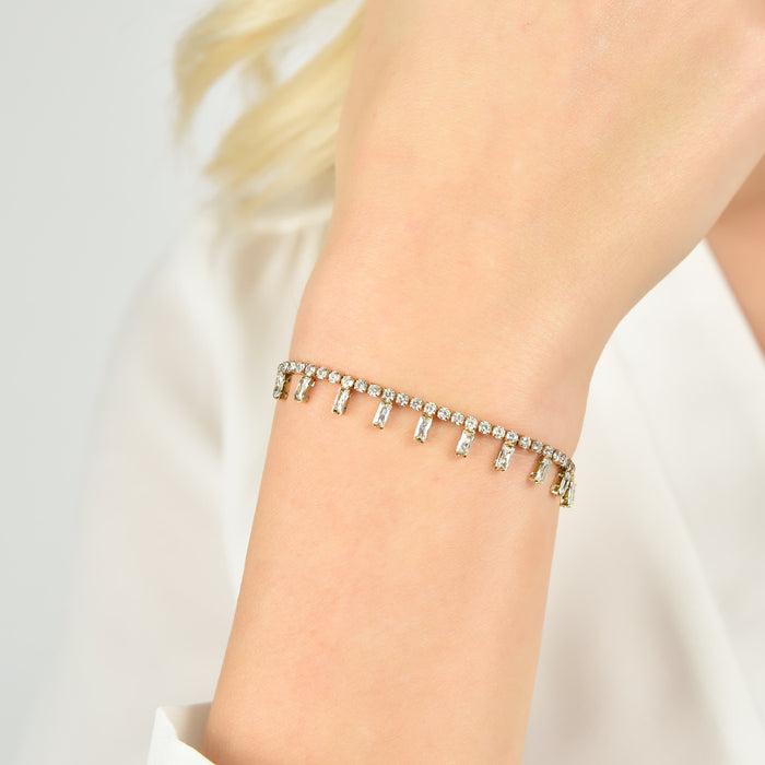 BRACCIALE DONNA IN ACCIAIO IP GOLD CON CRISTALLI BIANCHI