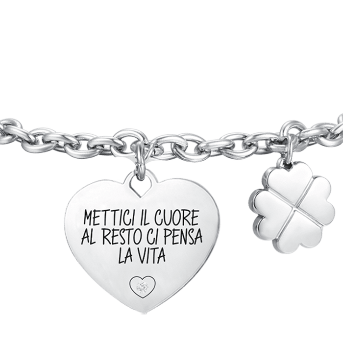 BRACCIALE DONNA IN ACCIAIO METTICI IL CUORE AL RESTO CI PENSA LA VITA