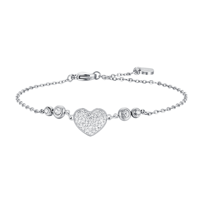 BRACCIALE DONNA IN ACCIAIO CON CUORE CON CRISTALLI BIANCHI