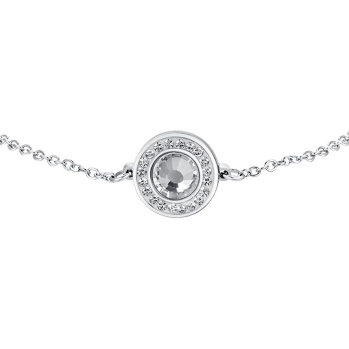BRACCIALE DONNA IN ACCIAIO ELEMENTO CRISTALLO BIANCO E CRISTALLI BIANCHI