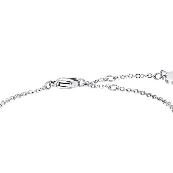 BRACCIALE DONNA IN ACCIAIO ELEMENTO CRISTALLO ACQUAMARINA E CRISTALLI BIANCHI