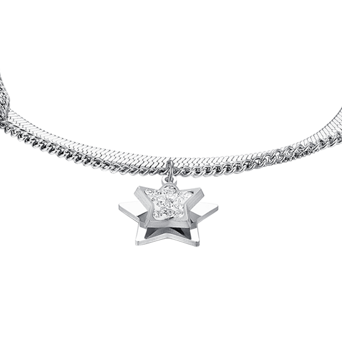BRACCIALE DONNA IN ACCIAIO STELLE CON CRISTALLI BIANCHI
