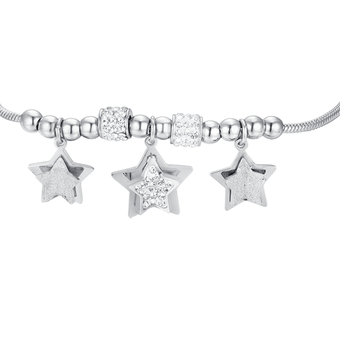 BRACCIALE DONNA IN ACCIAIO STELLE CON CRISTALLI BIANCHI