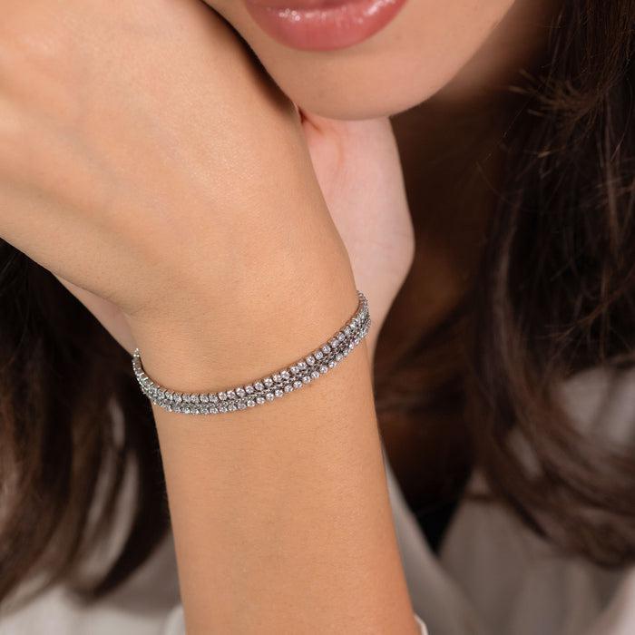 BRACCIALE TENNIS DONNA IN ACCIAIO CON CRISTALLI BIANCHI
