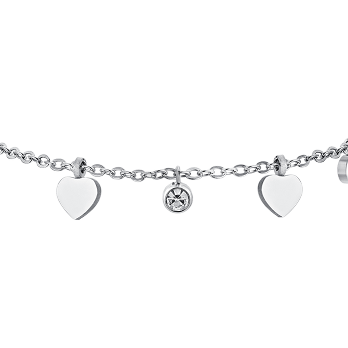 BRACCIALE DONNA IN ACCIAIO CUORI E CRISTALLI