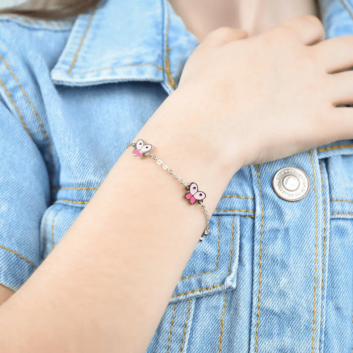 BRACCIALE BAMBINA IN ACCIAIO CON FARFALLE