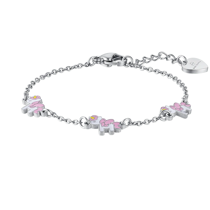 BRACCIALE BAMBINA IN ACCIAIO CON UNICORNI
