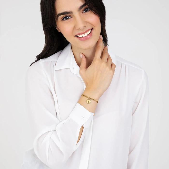 BRACCIALE DONNA IN ACCIAIO DORATO CON CUORE LUCCHETTO