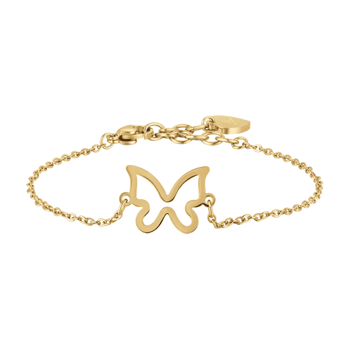 BRACCIALE DONNA IN ACCIAIO DORATO CON FARFALLA VUOTA