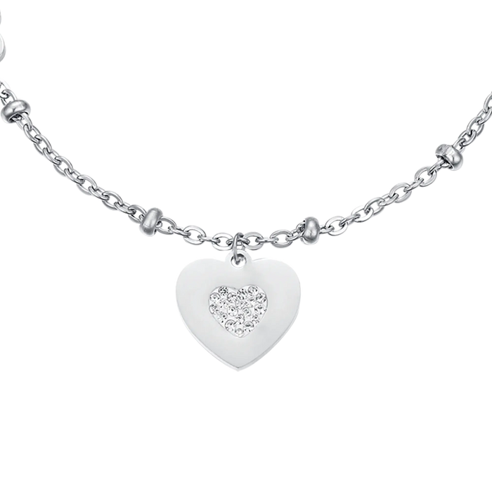 BRACCIALE DONNA IN ACCIAIO IP GOLD CON CUORI CON CRISTALLI BIANCHI
