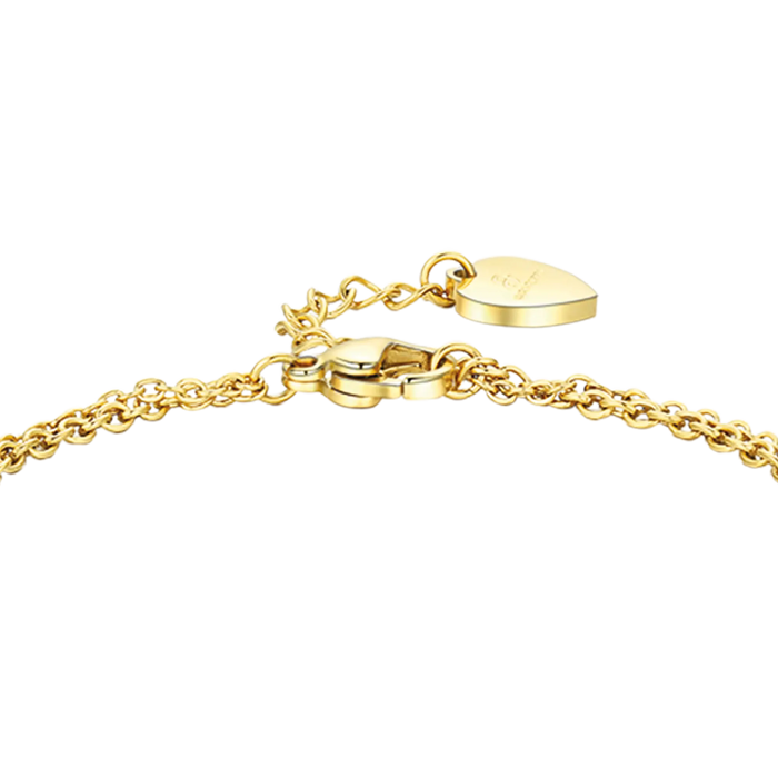 BRACCIALE DONNA IN ACCIAIO IP GOLD CON CUORI E CRISTALLI BIANCHI