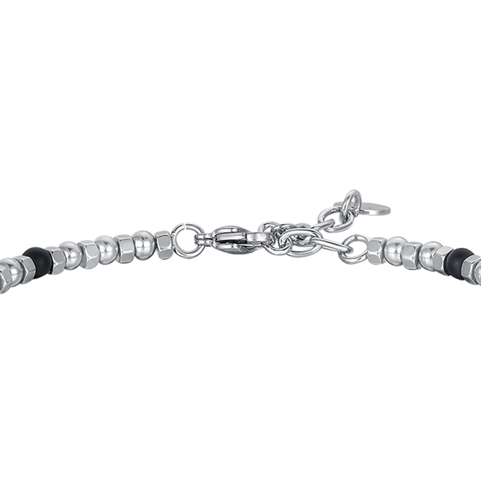 BRACCIALE UOMO IN ACCIAIO CON AGATA NERA E INFINITO