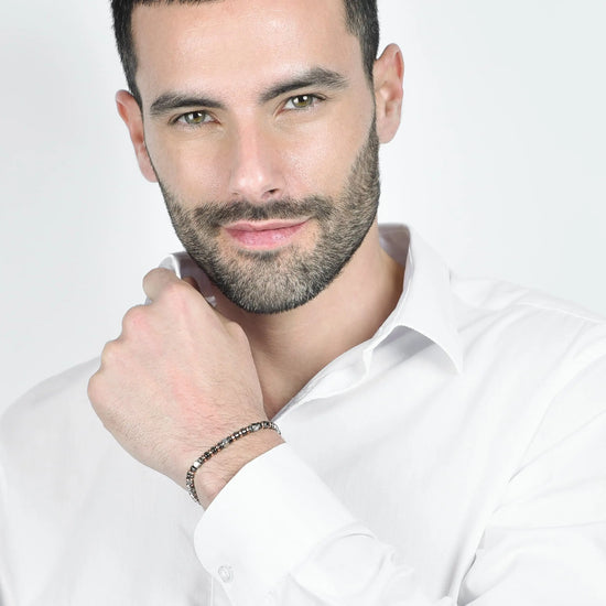 BRACCIALE UOMO IN ACCIAIO CON EMATITE GRIGIA ED IP ROSE