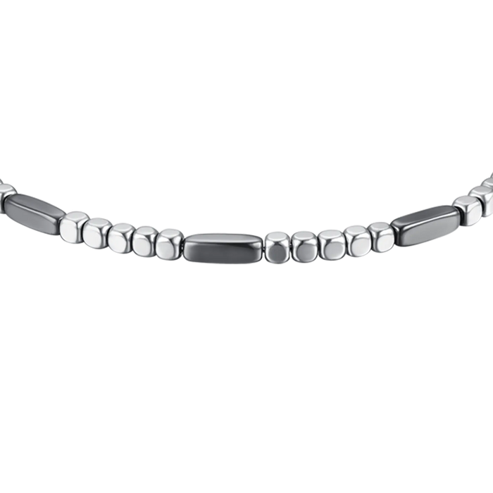 BRACCIALE UOMO IN ACCIAIO CON EMATITE SILVER ED ELEMENTI GRIGI