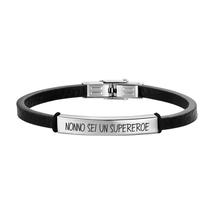 BRACCIALE UOMO IN ACCIAIO NONNO SEI UN SUPEREROE