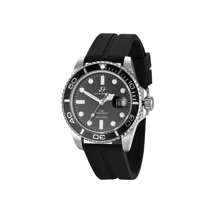 OROLOGIO UOMO CON CASSA IN ACCIAIO GHIERA NERA QUADRANTE NERO - BU104