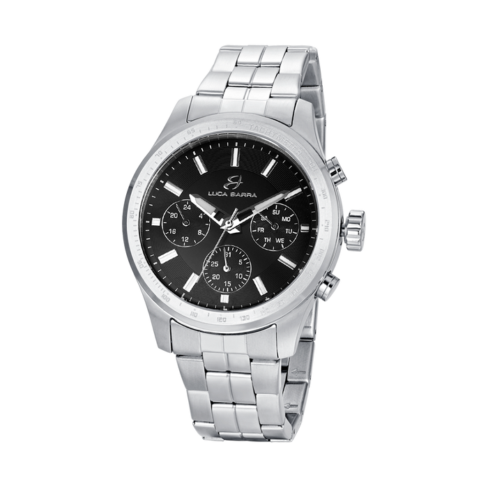 OROLOGIO UOMO IN ACCIAIO CON QUADRANTE NERO E GHIERA SILVER