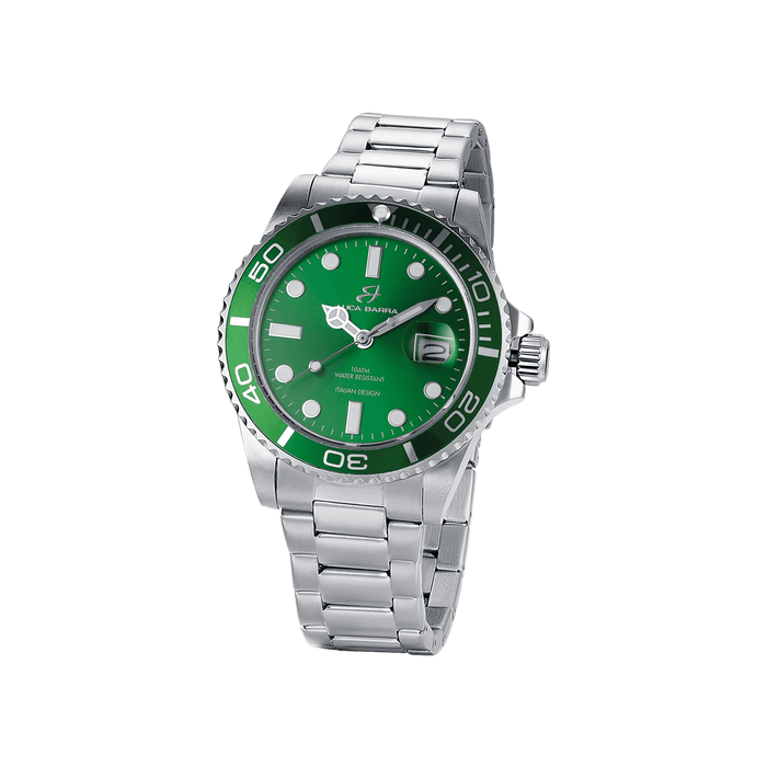 OROLOGIO CON CASSA IN ACCIAIO GHIERA VERDE QUADRANTE VERDE