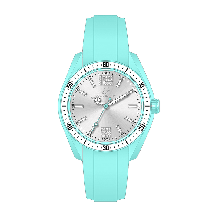 OROLOGIO DONNA IN SILICONE ACQUAMARINA E BIANCO