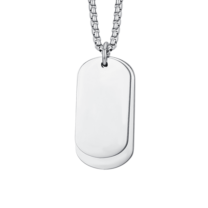COLLANA UOMO IN ACCIAIO CON PIASTRE SILVER