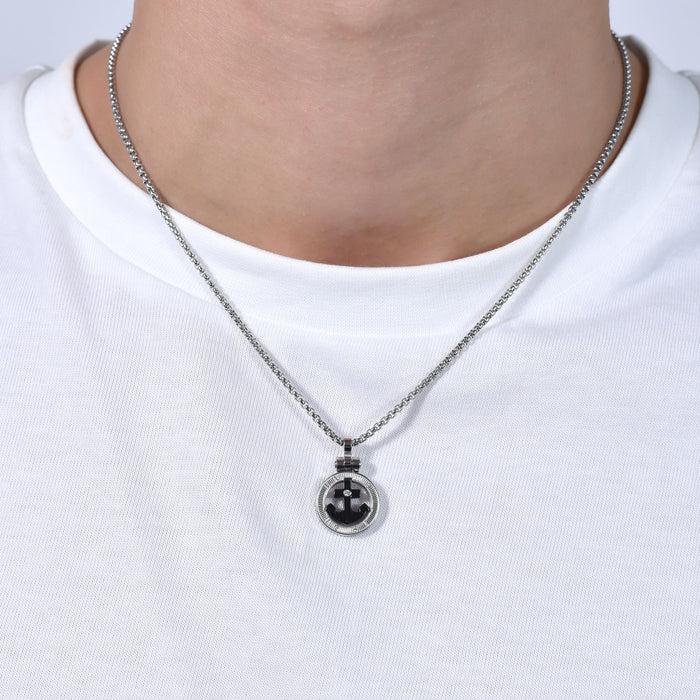 COLLANA UOMO IN ACCIAIO ANCORA IP NERO
