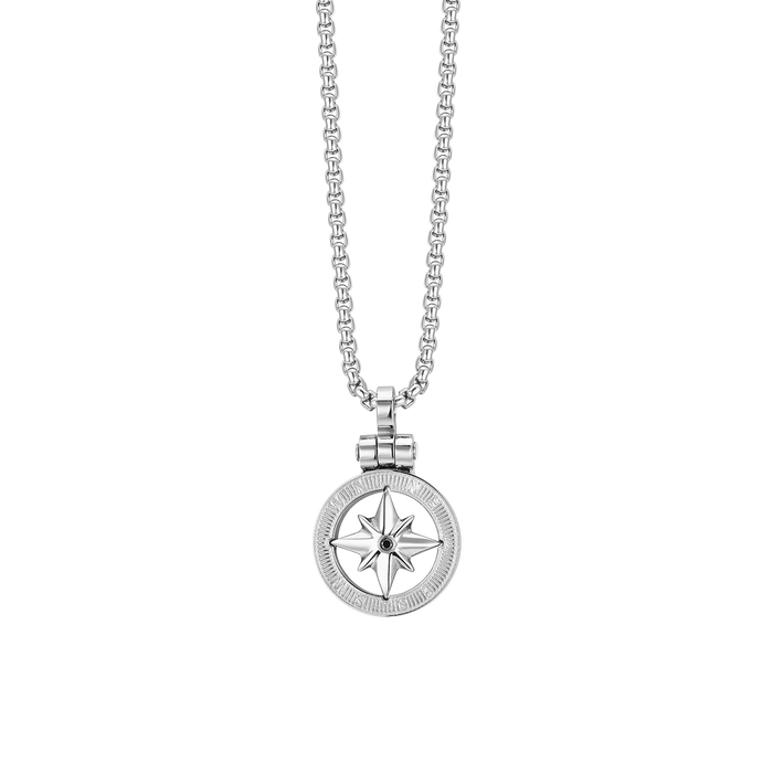 COLLANA UOMO IN ACCIAIO CON ROSA DEI VENTI