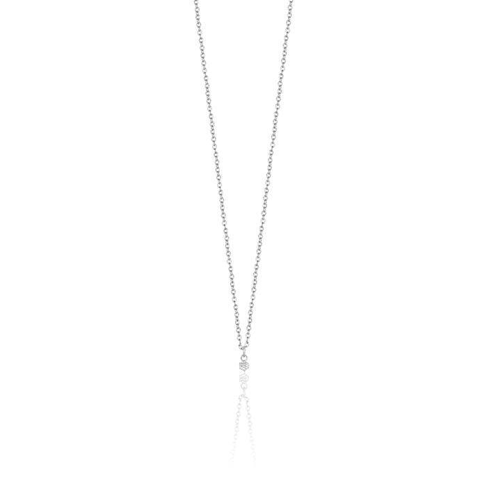 COLLANA DONNA PUNTO LUCE IN ACCIAIO CON CRISTALLO BIANCO DA 3MM