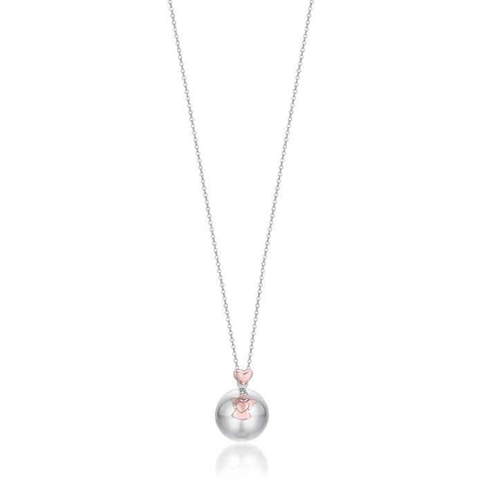 COLLANA DONNA IN ACCIAIO CIONDOLO IN METALLO CON ANGELO E CUORE