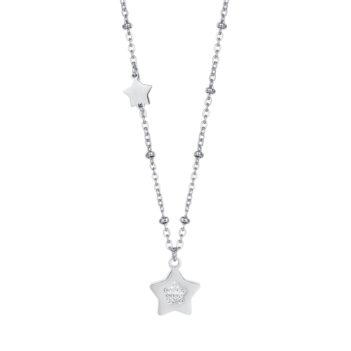 COLLANA DONNA IN ACCIAIO IP GOLD CON STELLE CON CRISTALLI BIANCHI